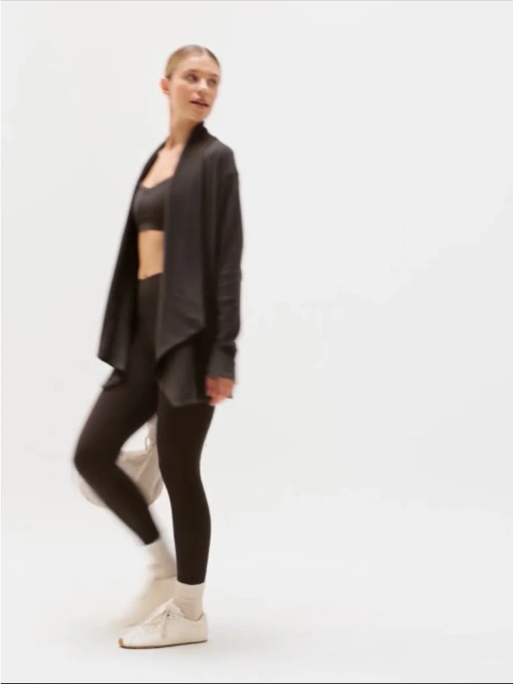 Athleta Light Heather Gray Draped Open-Front Cardigan - Picture 11 of 11